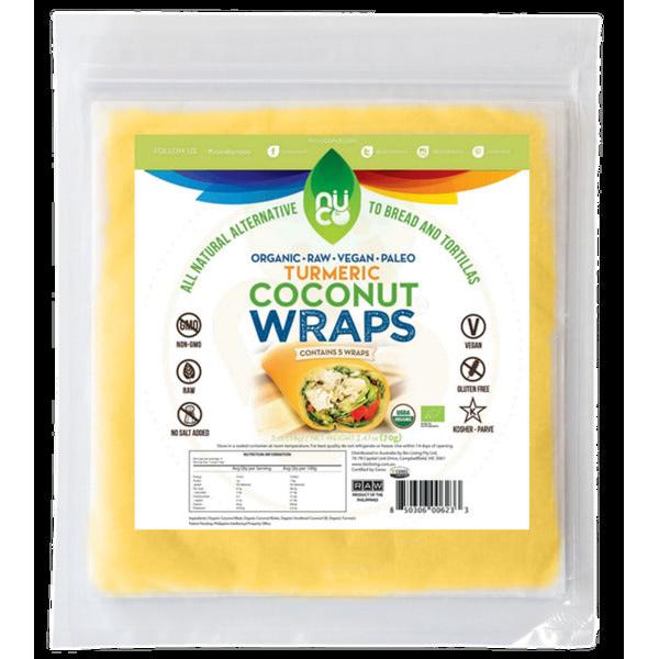 Nuco Raw Coconut Wraps Turmeric 70g