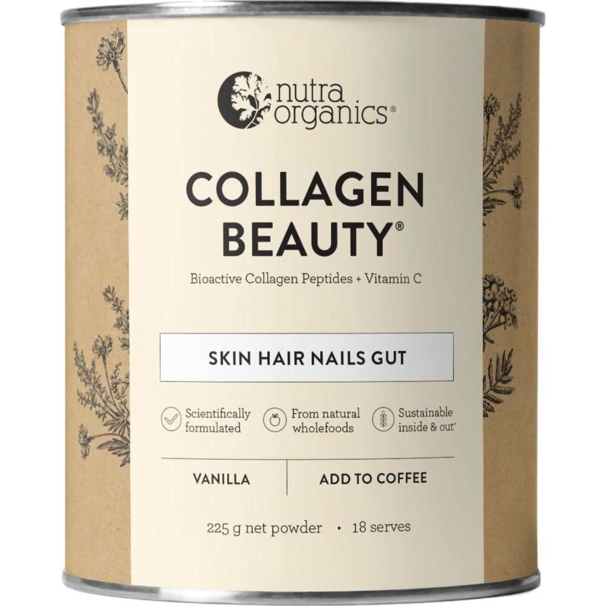 Nutra Organics Collagen Beauty Vanilla 225g