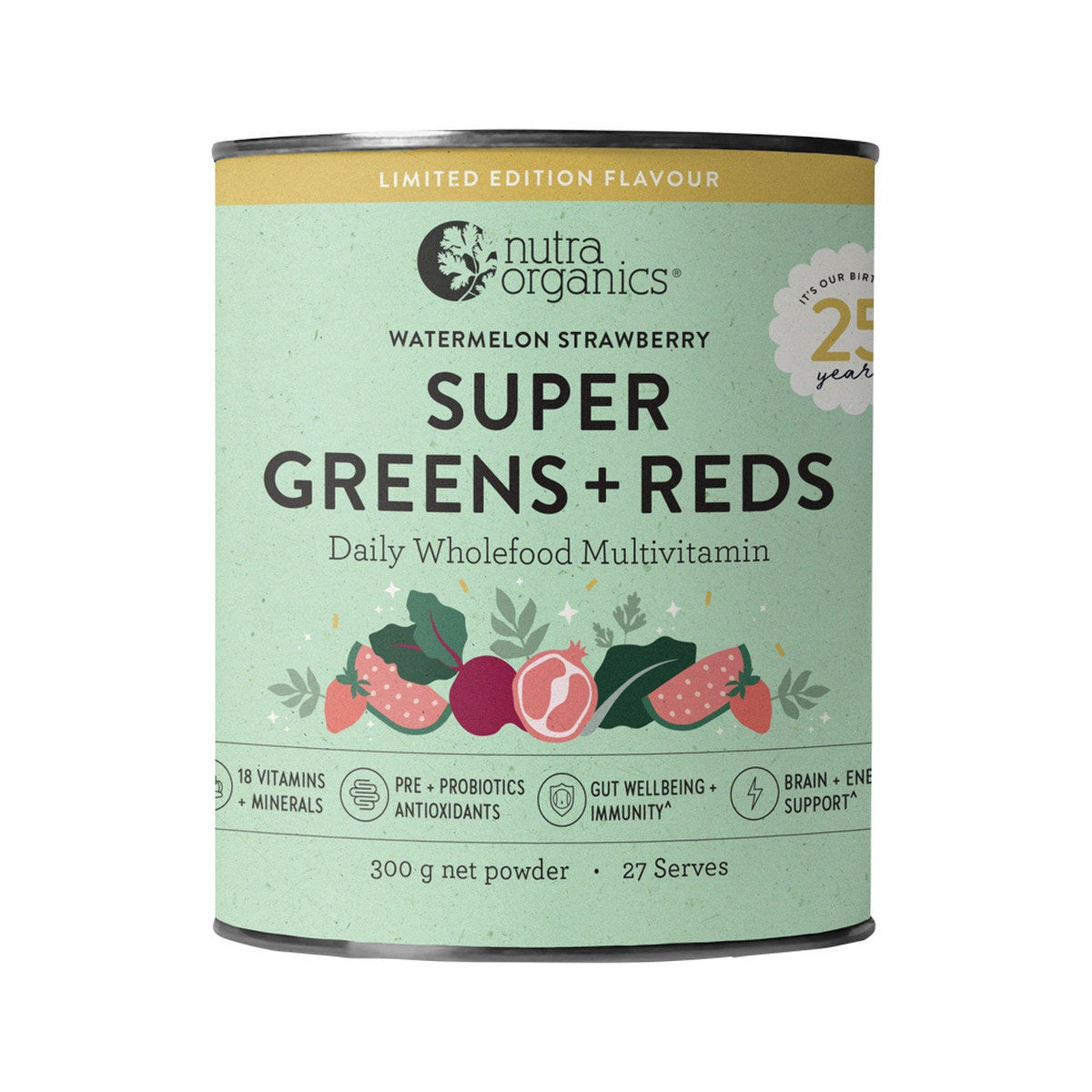 Nutra Organics Super Greens+Reds W.Melon 300g