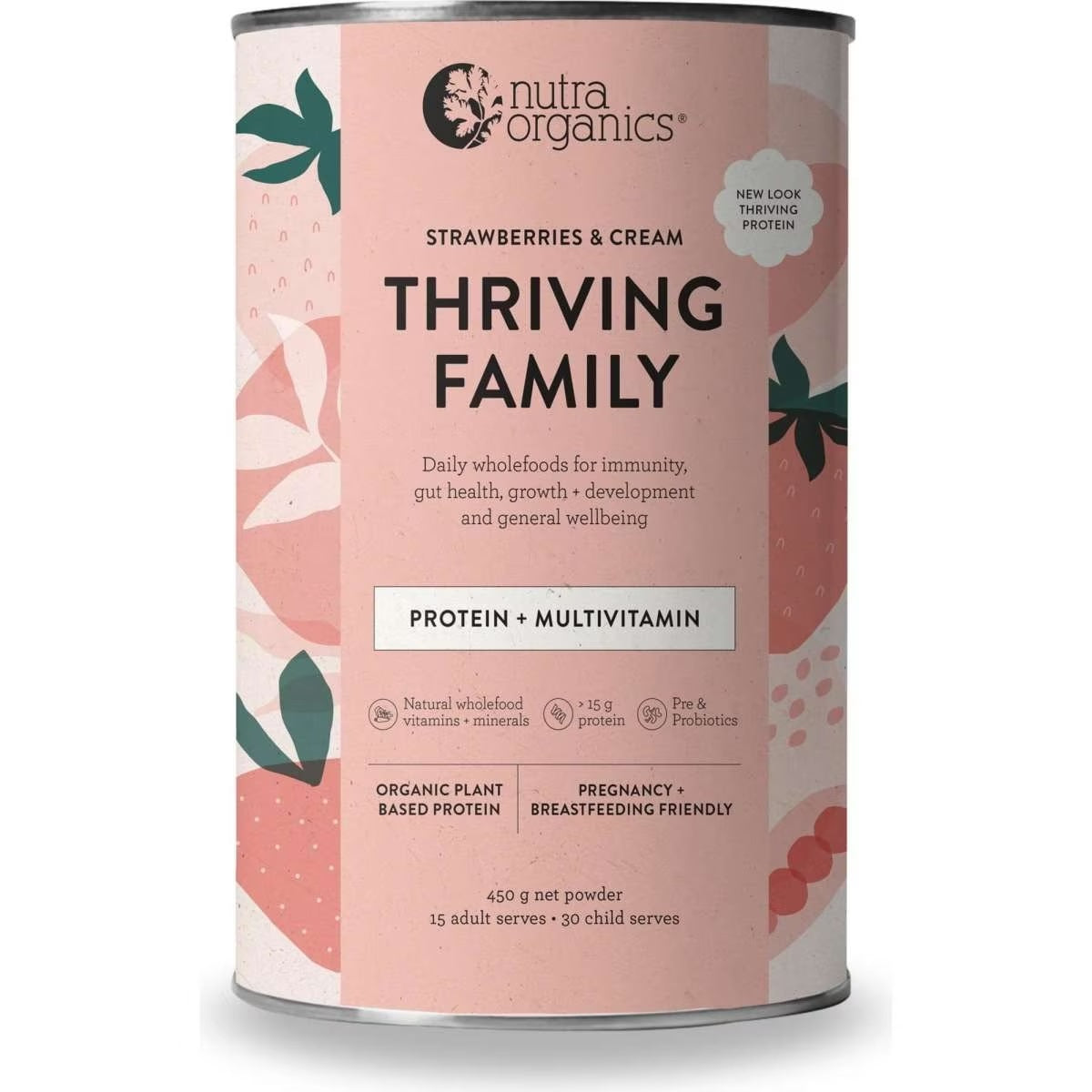 Nutra Organics Thriving Protein Strawberry 450g