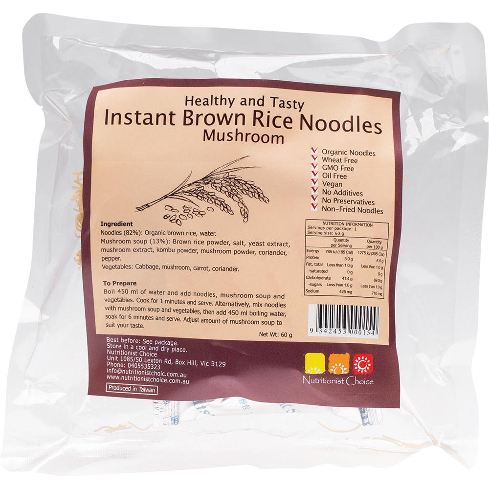 Nutritionist Choice Brown Rice Instant Noodles Mushroom 60g