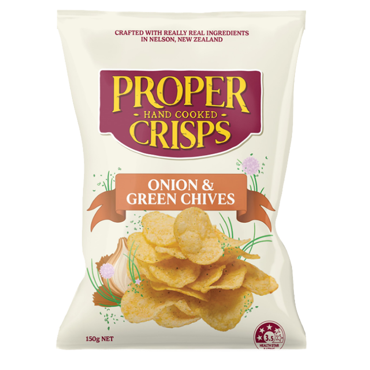 Proper Crisps Chips Onion & Green Chives 150g
