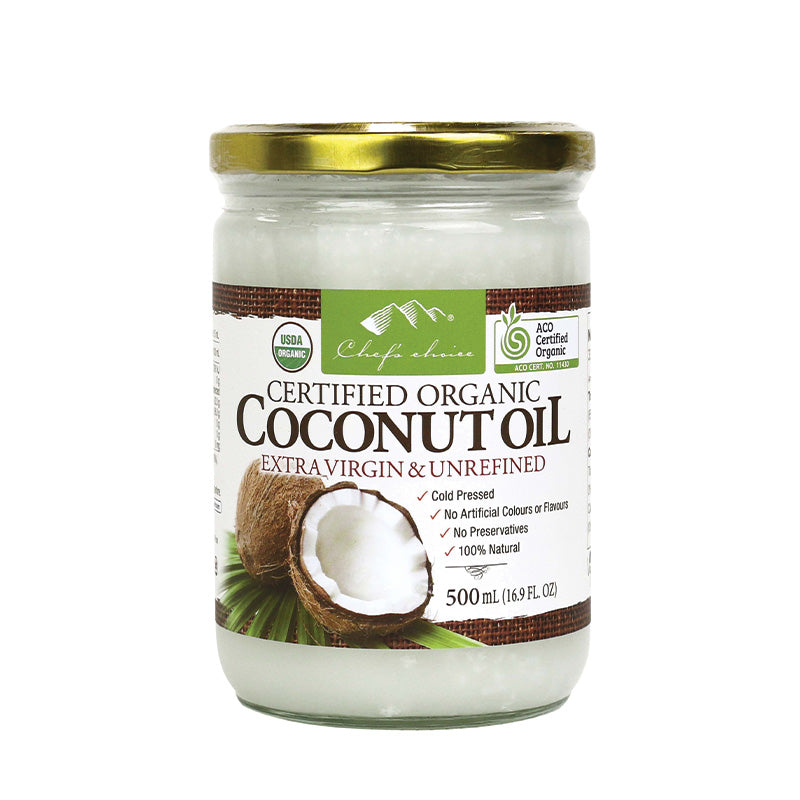 Chef's Choice Certified Organic Coconut Oil Extra Virgin & Unrefined 500ml