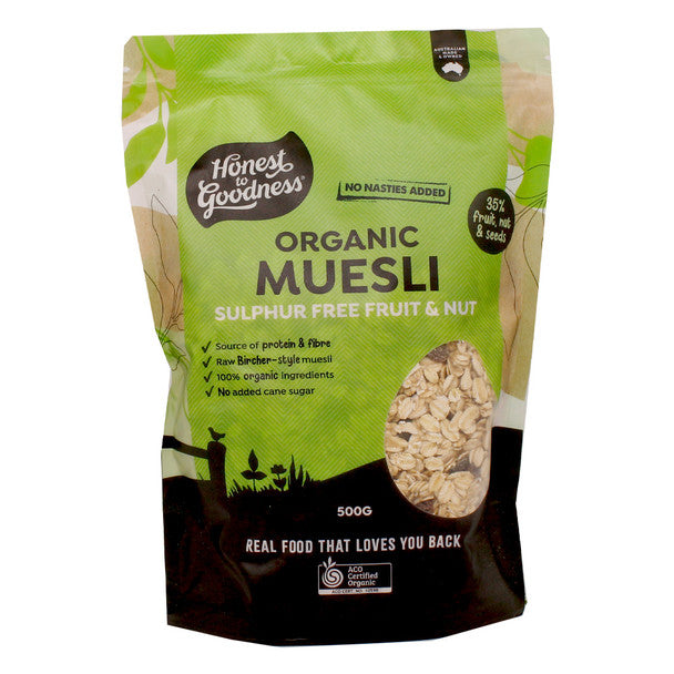Honest to Goodness Organic Muesli - Sulphur Free Fruit & Nut 500g