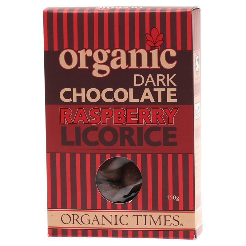 Organic Times Dark Chocolate Raspberry Licorice 150g