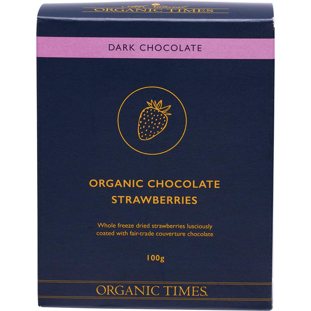 Organic Times Dark Chocolate Strawberries 100g