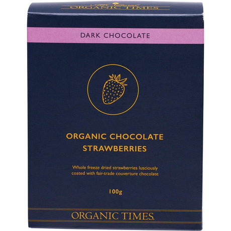 Organic Times Dark Chocolate Strawberries 100g