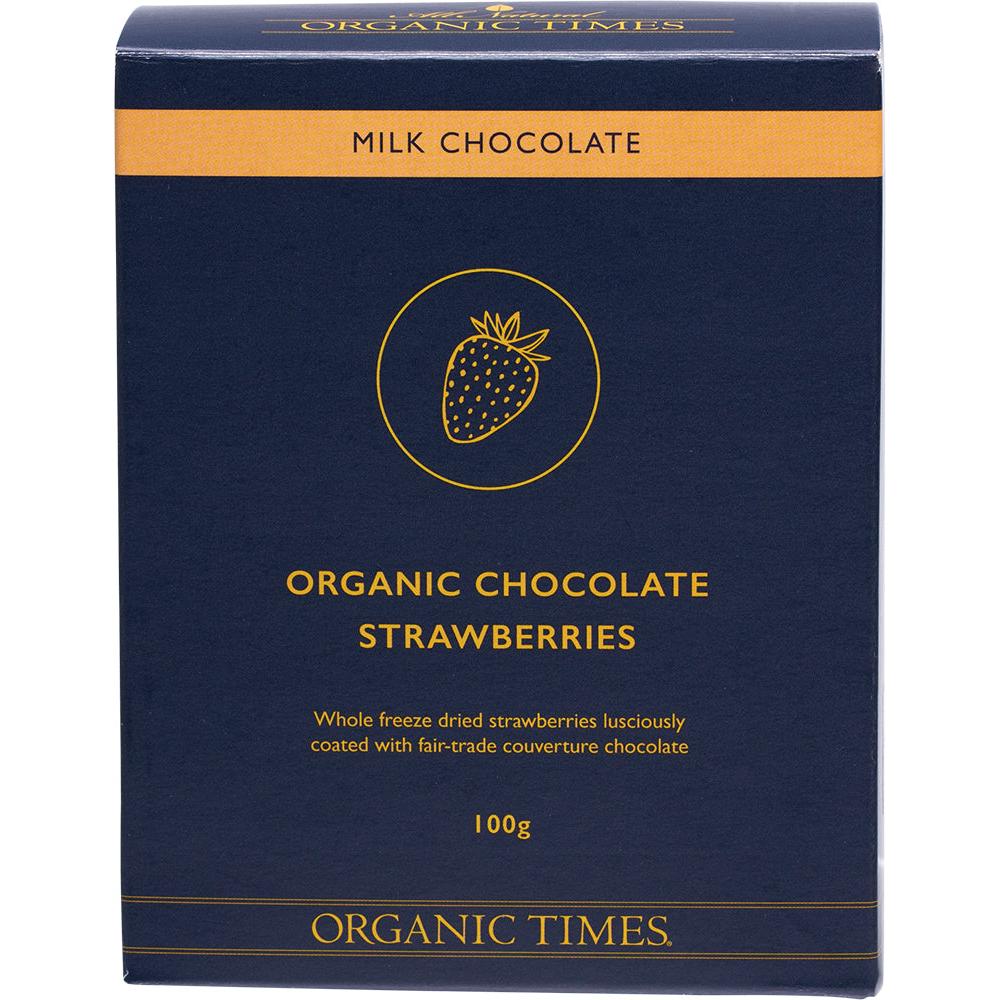 Organic Times Milk Chocolate Strawberries 100g
