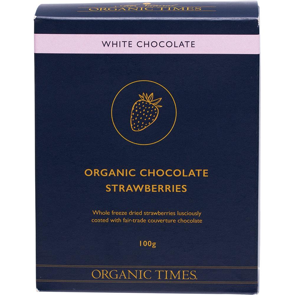 Organic Times White Chocolate Strawberries 100g