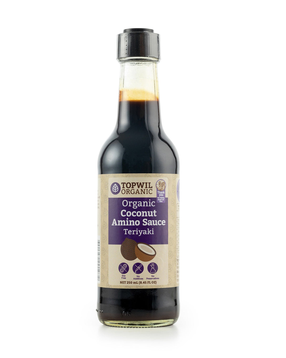 Topwil Organic Coconut Amino Teriyaki 250ml product pack