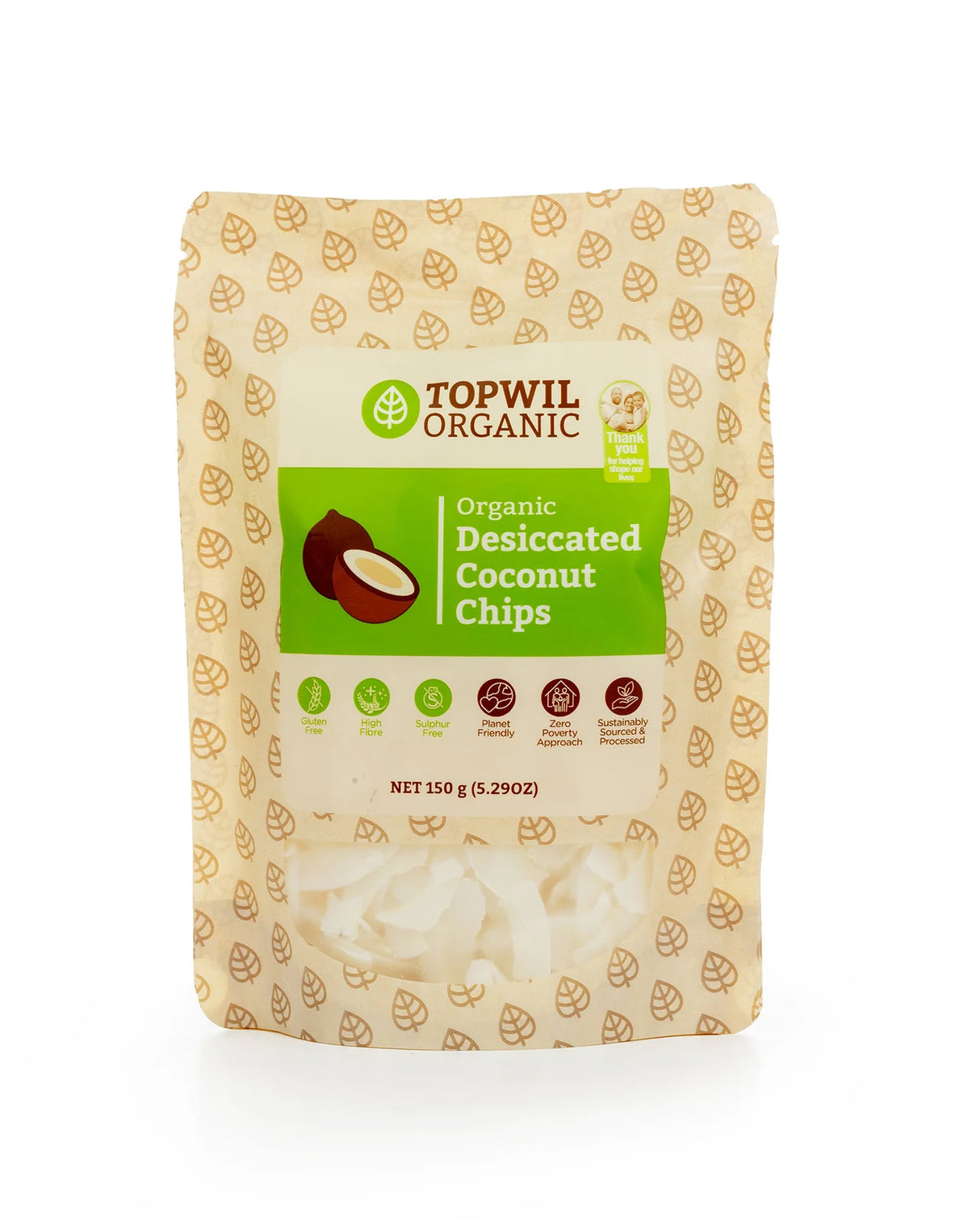 Topwil Organic Desiccated Organic Coconut Chips - 150g