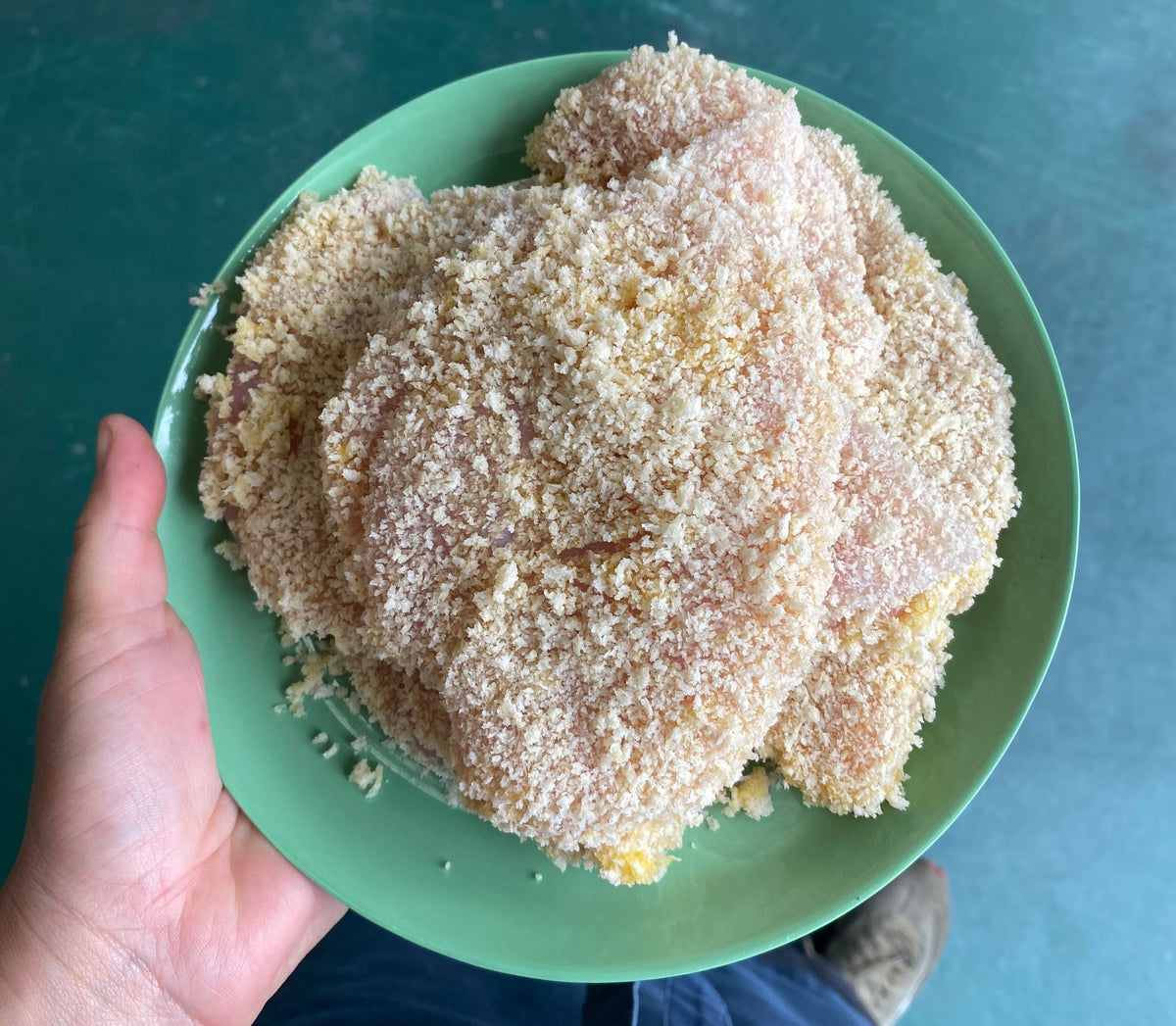 Feather and Bone organic chicken schnitzel, plain crumb