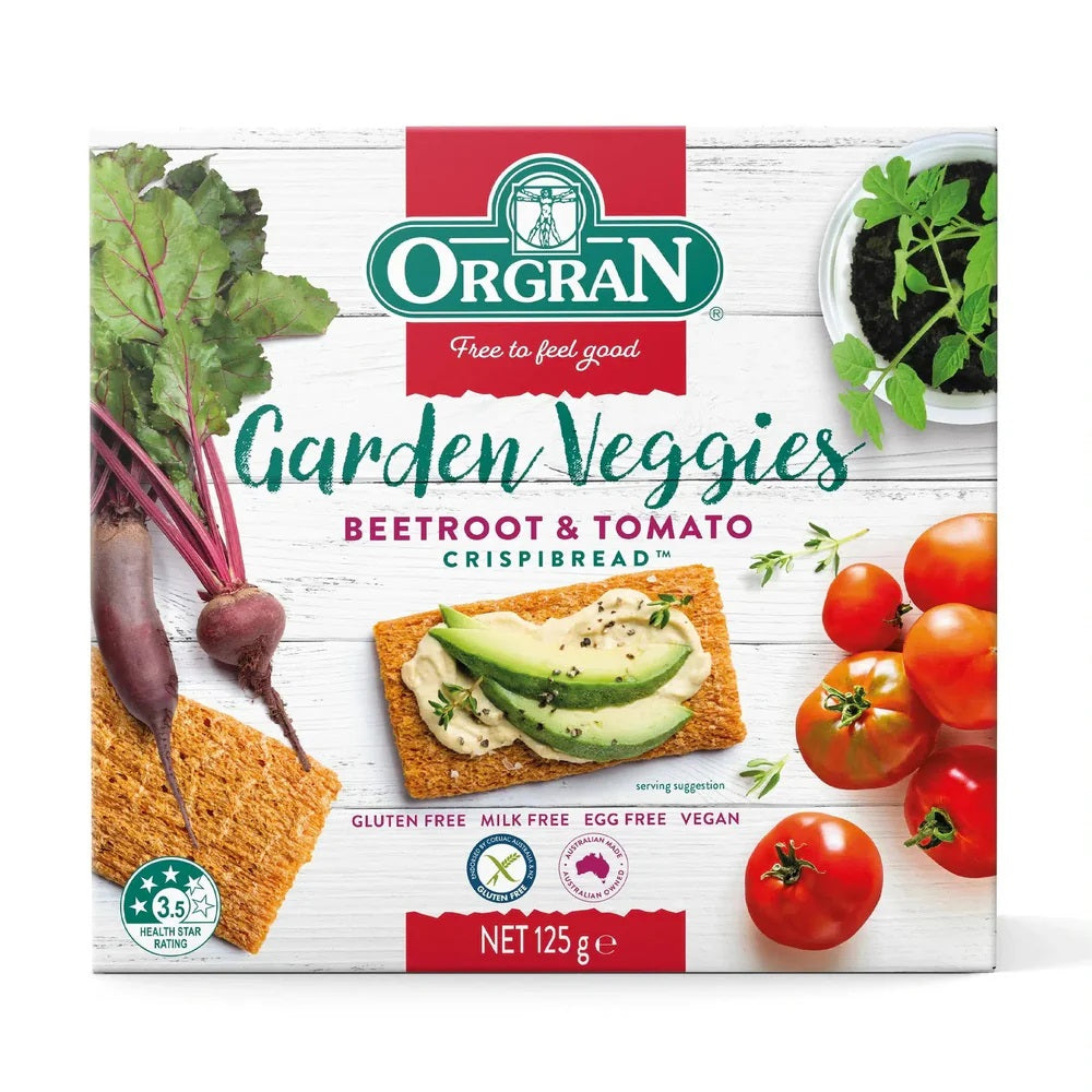 Orgran Garden Veggies Beetroot & Tomato Crispbread 125g