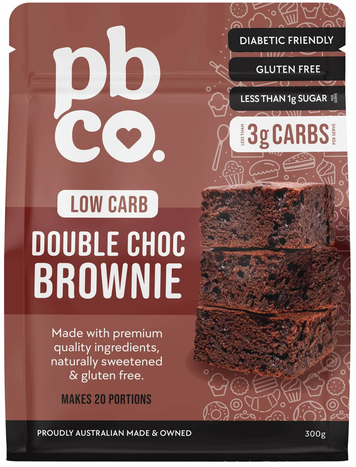 PBCO Low Carb Double Choc Brownie Mix 300g