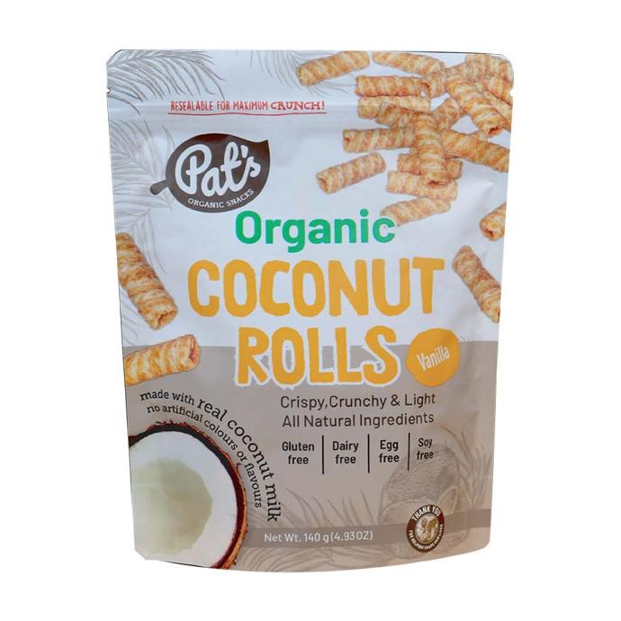 Pat's Organic Coconut Rolls Vanilla 140g