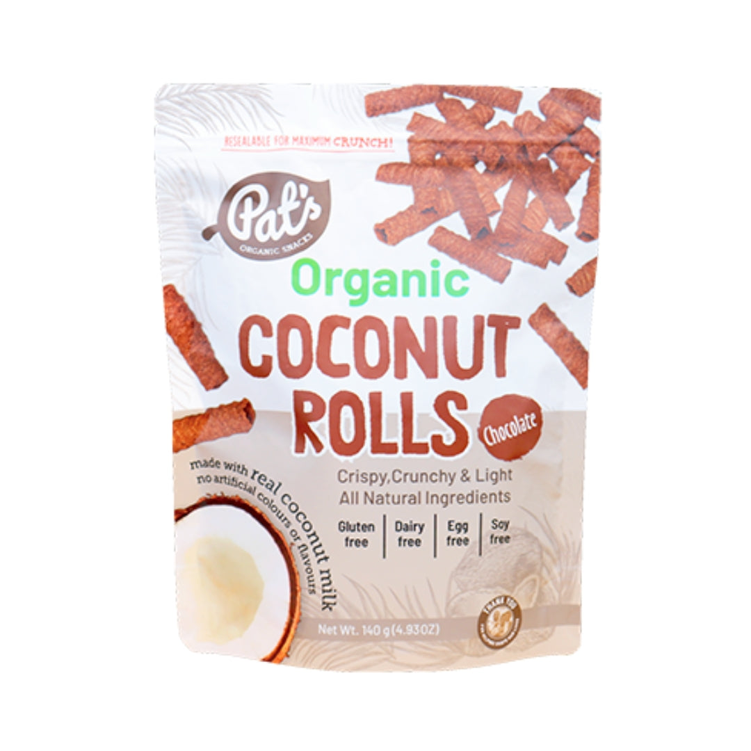 Pat's Organic Coconut Rolls Chocolate 140g