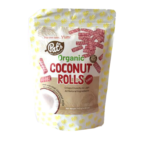 Pat's Organic Coconut Roll Strawberry 140g