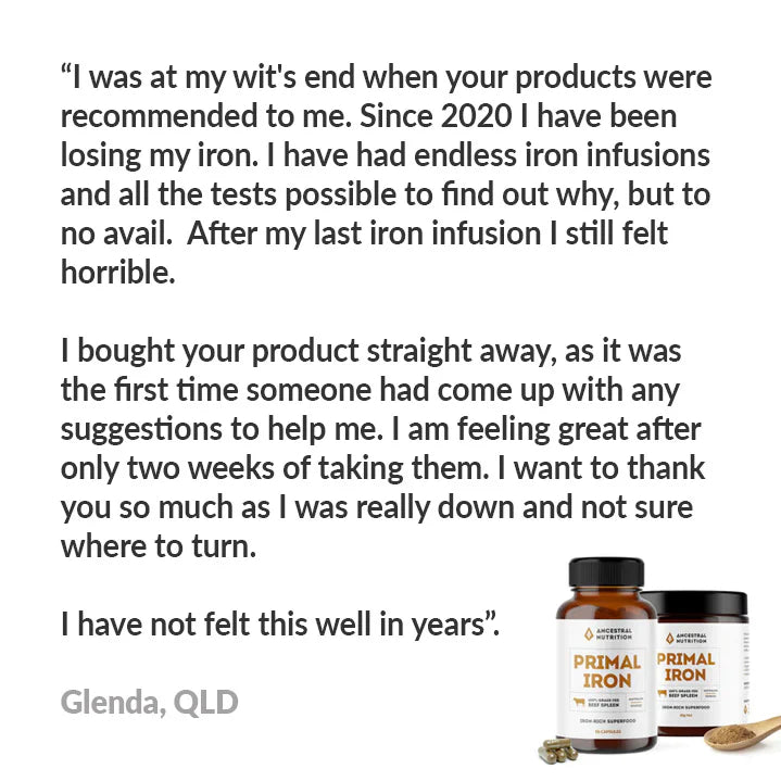 Ancestral Nutrition Primal Iron - Grass Fed Beef Spleen 90Cap