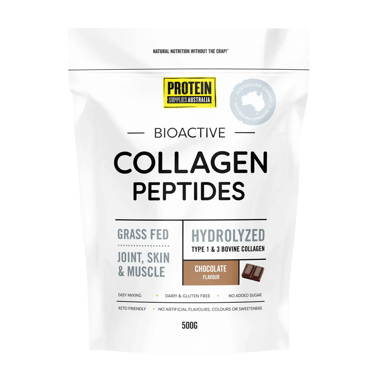 Protein Supplies Australia Bioactive Collagen Peptides Chocolate 500g