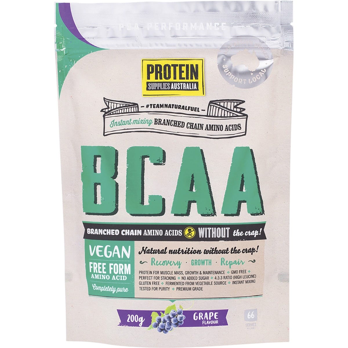 Protein Supplies Australia Protein BCAA Grape 200g
