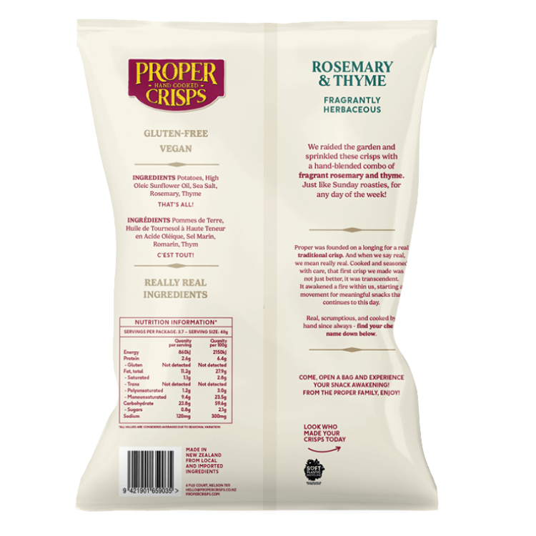 Proper Crisps Chips Rosemary & Thyme 150g