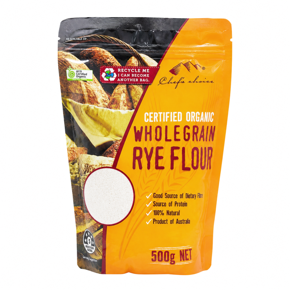 Chef's Choice Certified Organic Wholegrain Rye Flour 500g