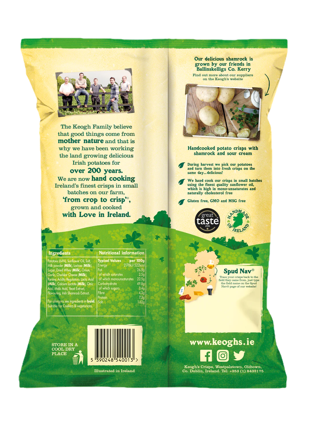 Keogh's Shamrock and Sour Cream Crisps 125g
