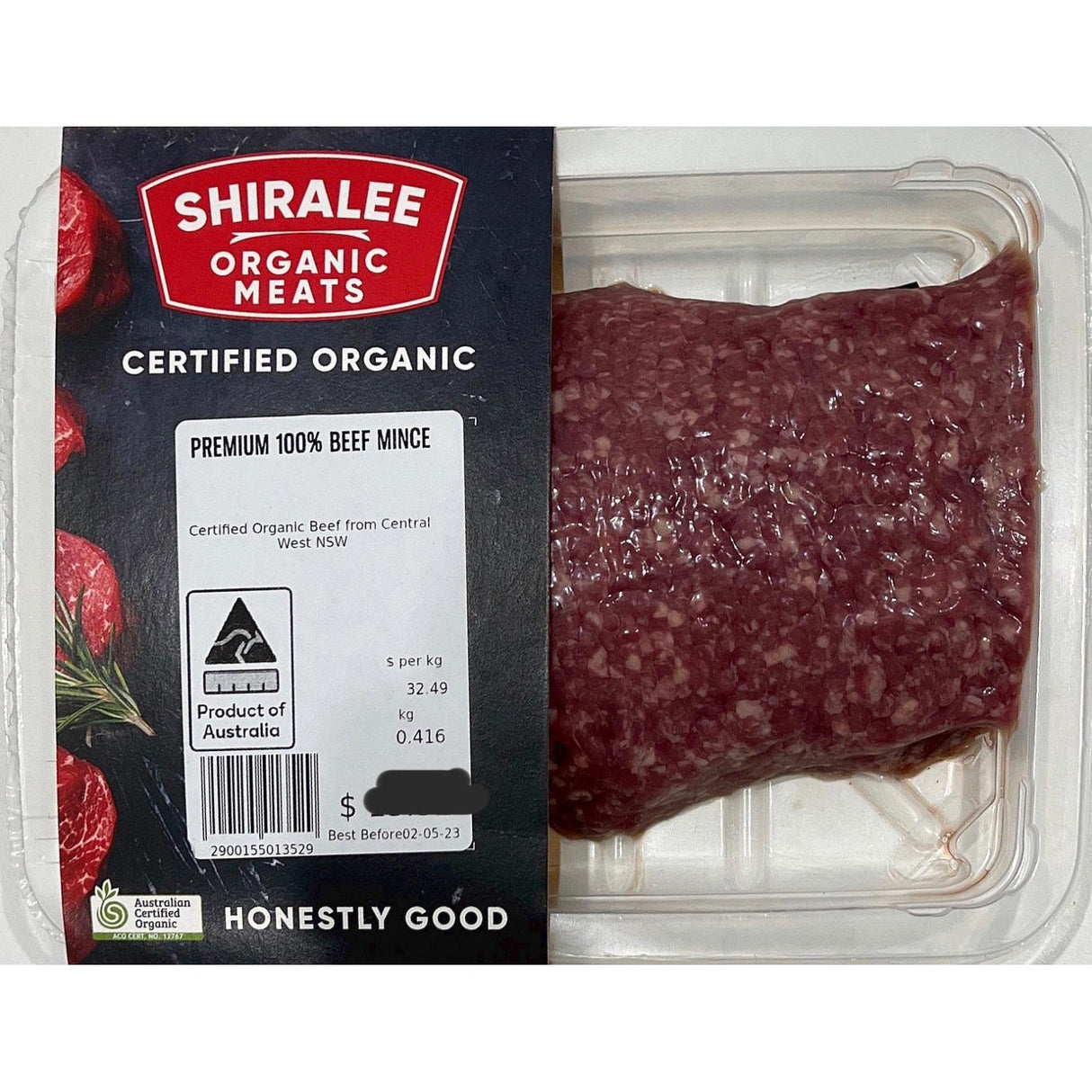 Shiralee Organic Meat Beef Mince 100% Per Kg
