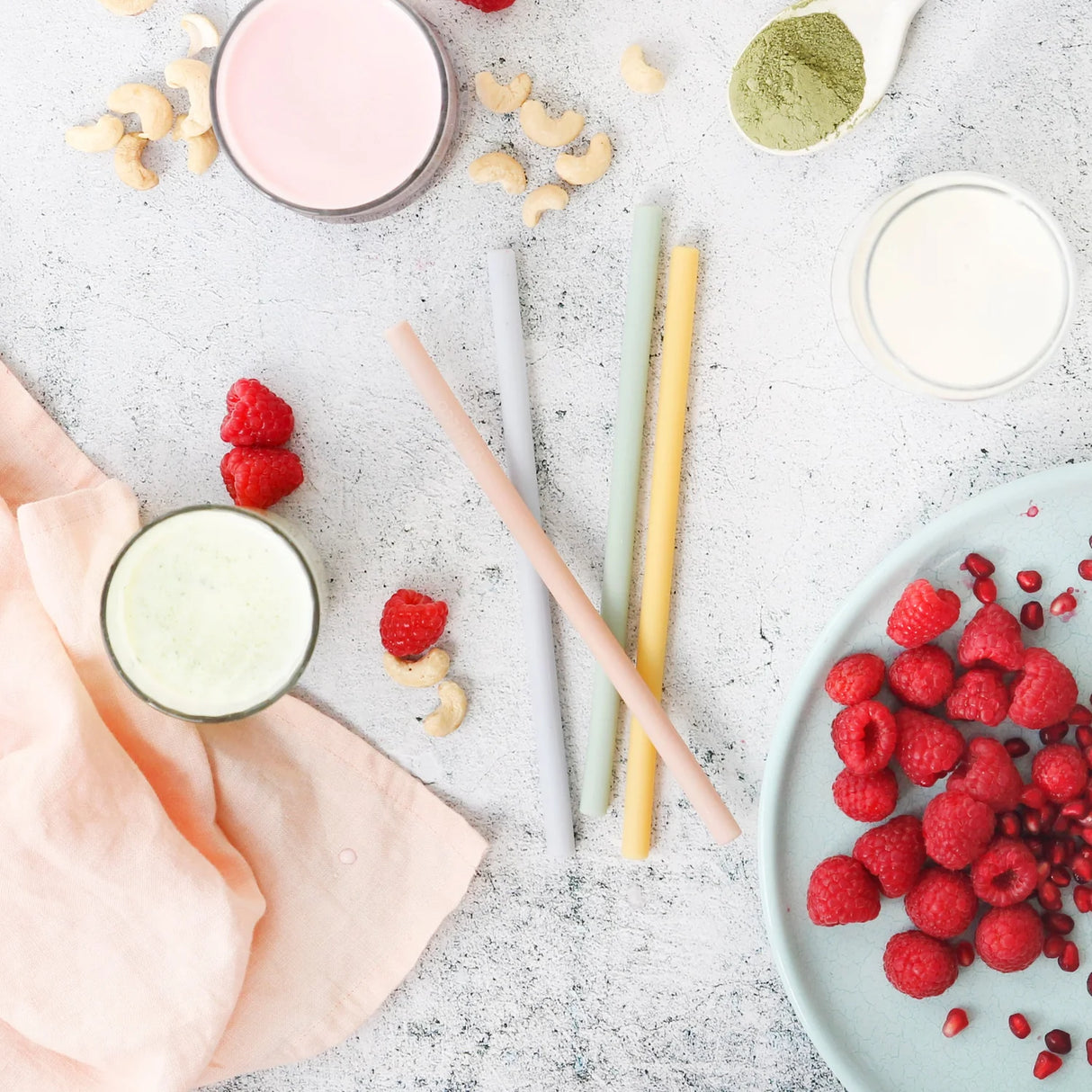 Ever Eco Silicone Straws Spring Pastels Straight 4 Pack