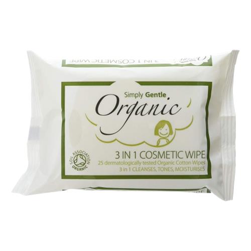 Simply Gentle Organic 3 in 1 Cosmetic Wipes 25s