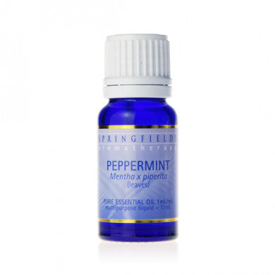 Springfields Peppermint pure essential oil in an 11ml amber bottle