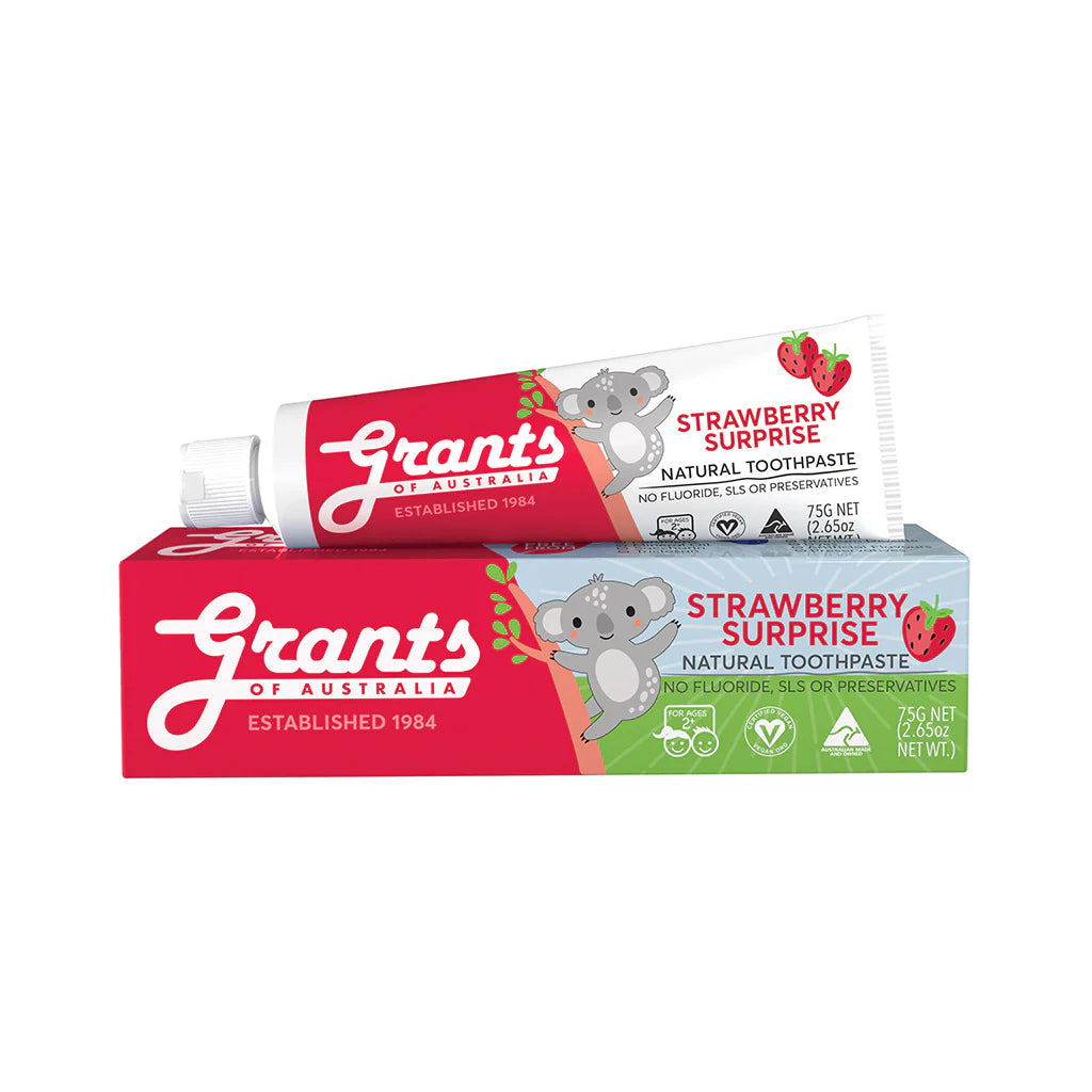 Grants of Australia Strawberry Surprise Kids Natural Toothpaste Fluoride Free 75g