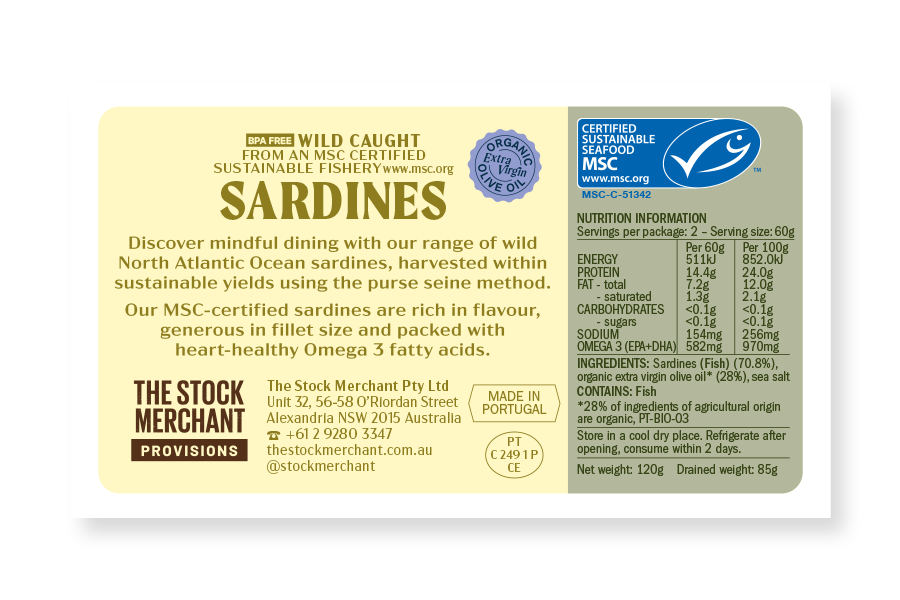 The Stock Merchant Sardines in Extra Virgin Olive Oil 120g