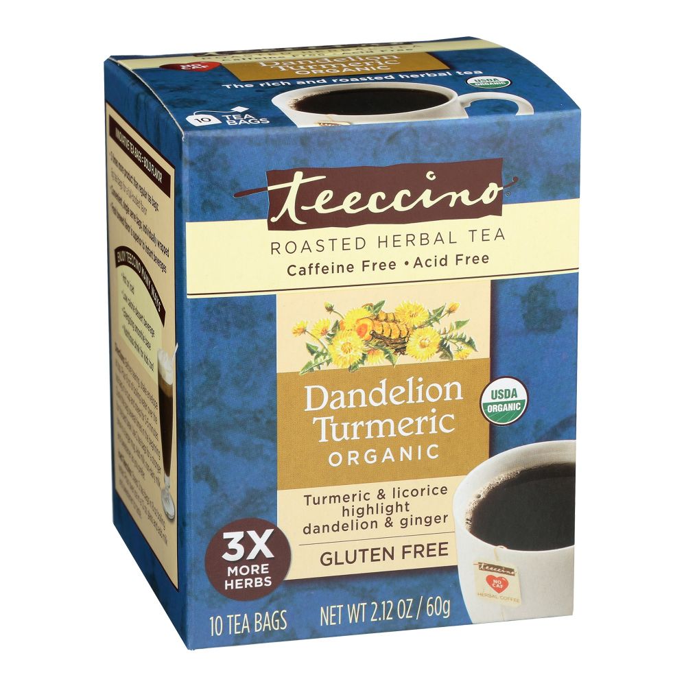 Teeccino Chicory Tea Dandelion Turmeric x 10 Tea Bag