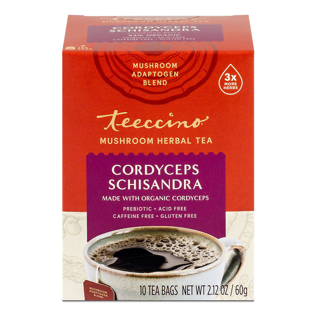 Teeccino Cordyceps Schisandra Mushroom x 10 Tea Bag