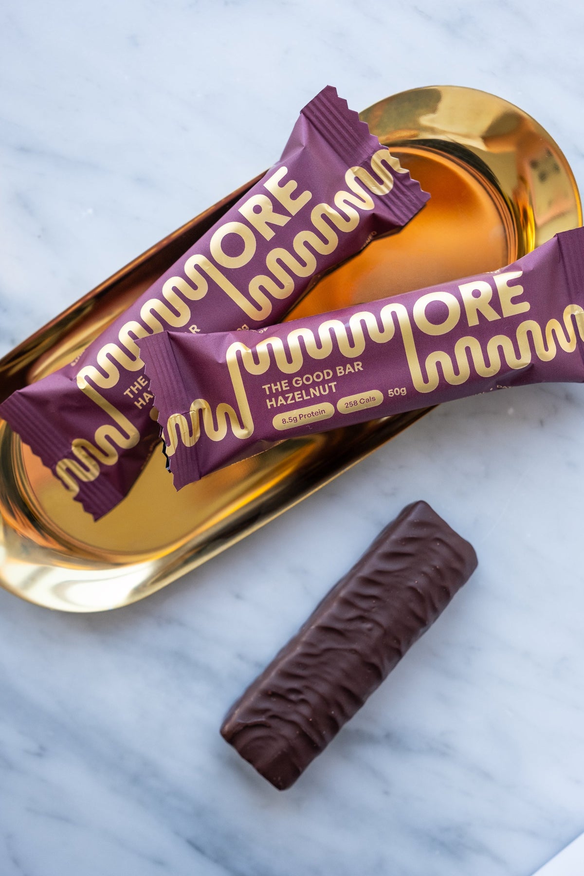 Mmmore The Good Bar Hazelnut dark chocolate protein bar