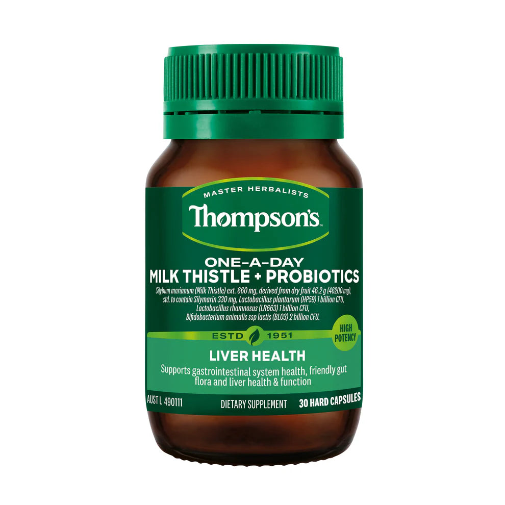 Thompsons One-A-Day Milk Thistle + Probiotic 30 Capsules