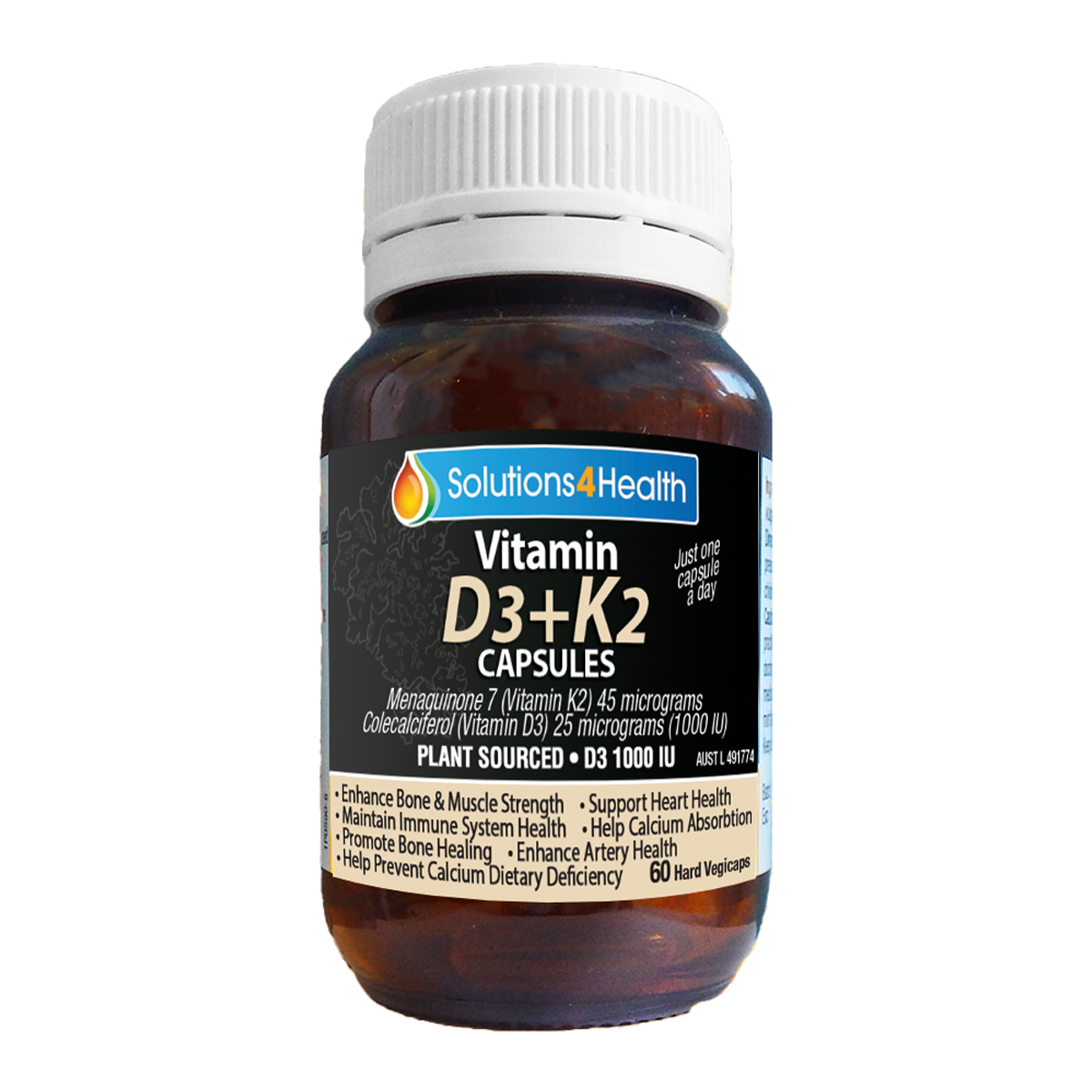 Solutions 4 Health Vitamin D3 + K2 60 Capsules