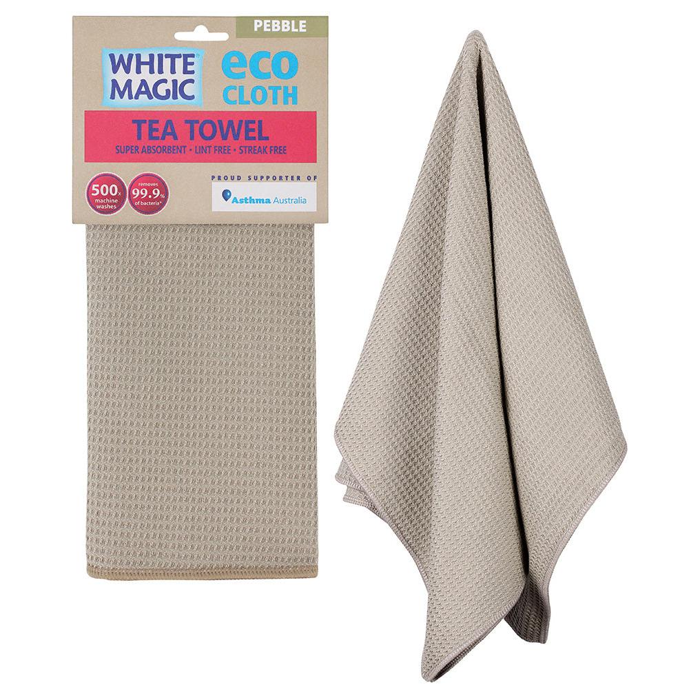 White Magic Cloth Tea Towel Pebble 1Pk
