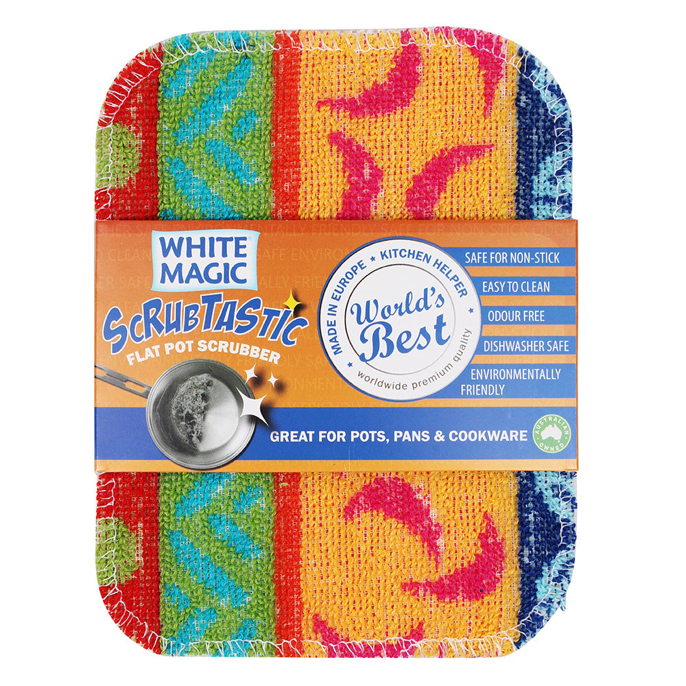 White Magic Scrubtastic Flat Pot Scrubber 1Pk