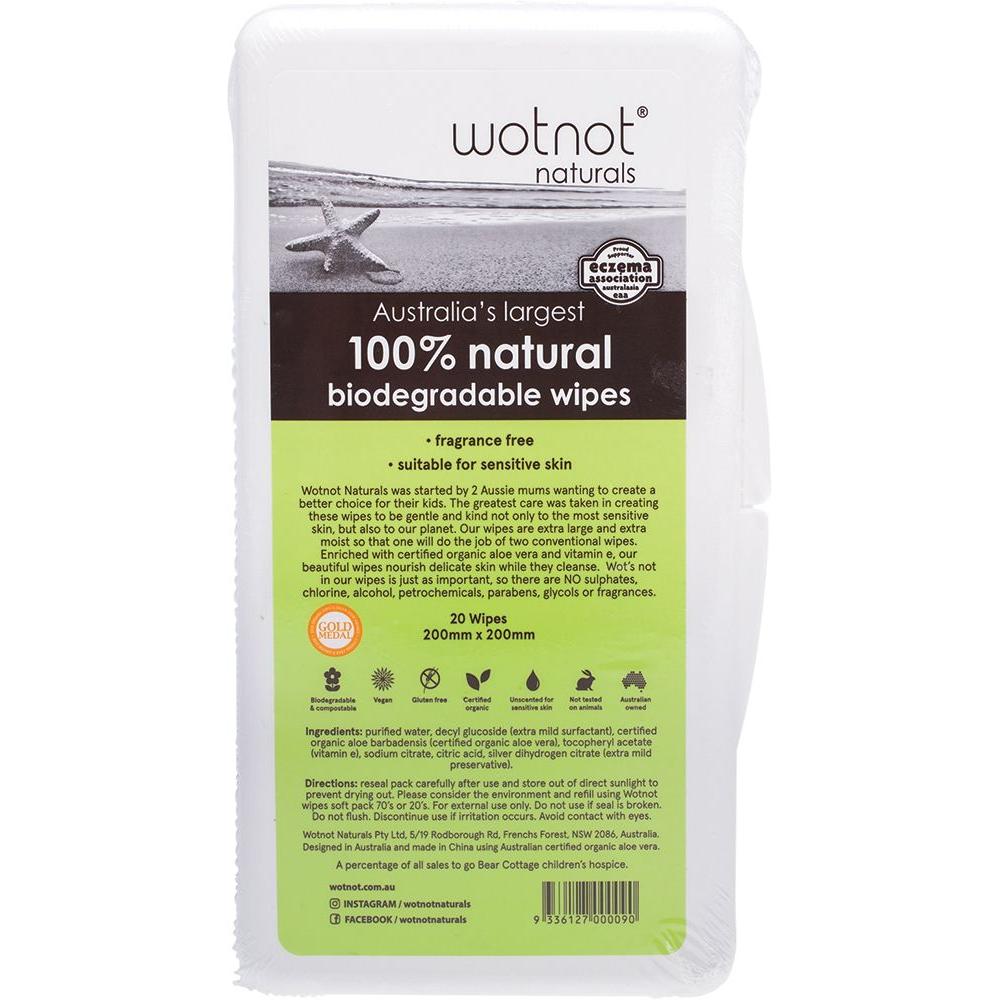 Wotnot Travel Wipes With Travel Case 100% Biodegradable 20