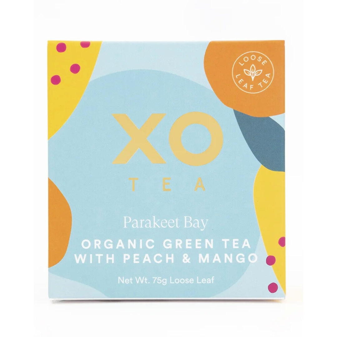 XO TEA Green Tea, Peach & Mango Certified Organic (Parakeet Bay) 25tb