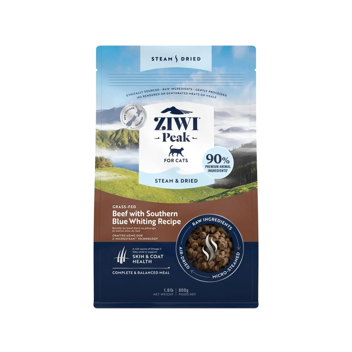 Ziwi Peak Steam & Dried Beef with Southern Blue Whiting Dry Cat Food