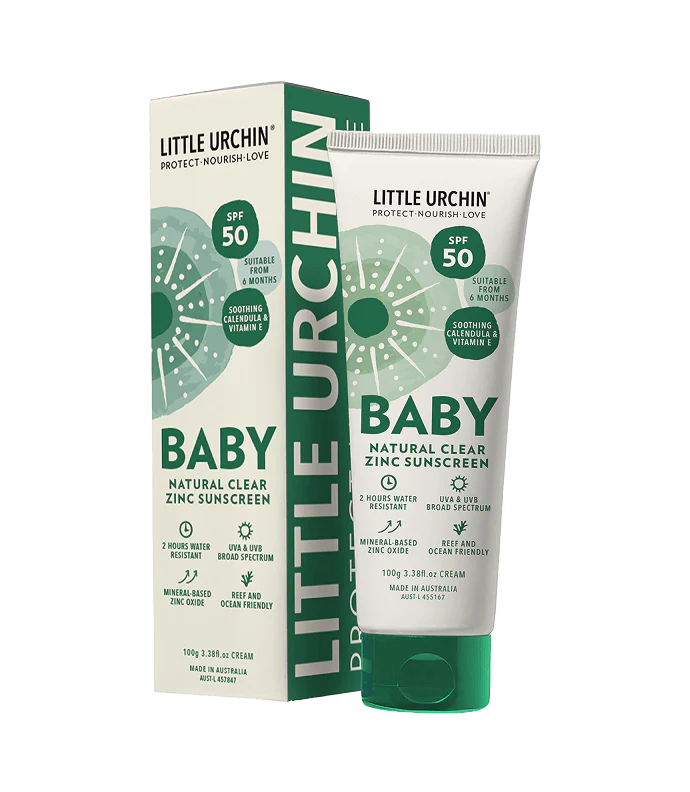 Little Urchin BABY Natural Clear Zinc Sunscreen SPF 50+ 100g