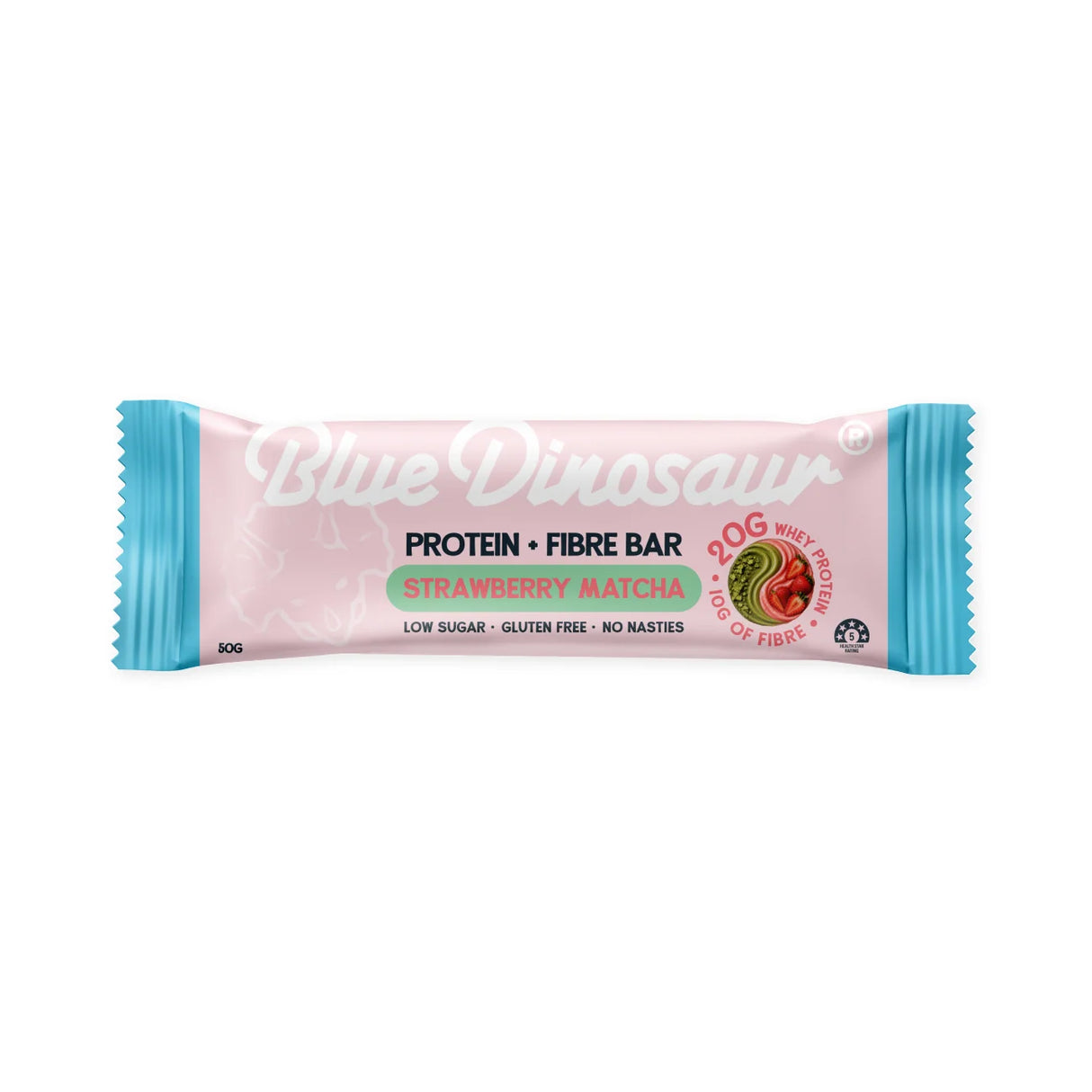 Blue Dinosaur Strawberry Matcha Protein + Fibre Bar 50g