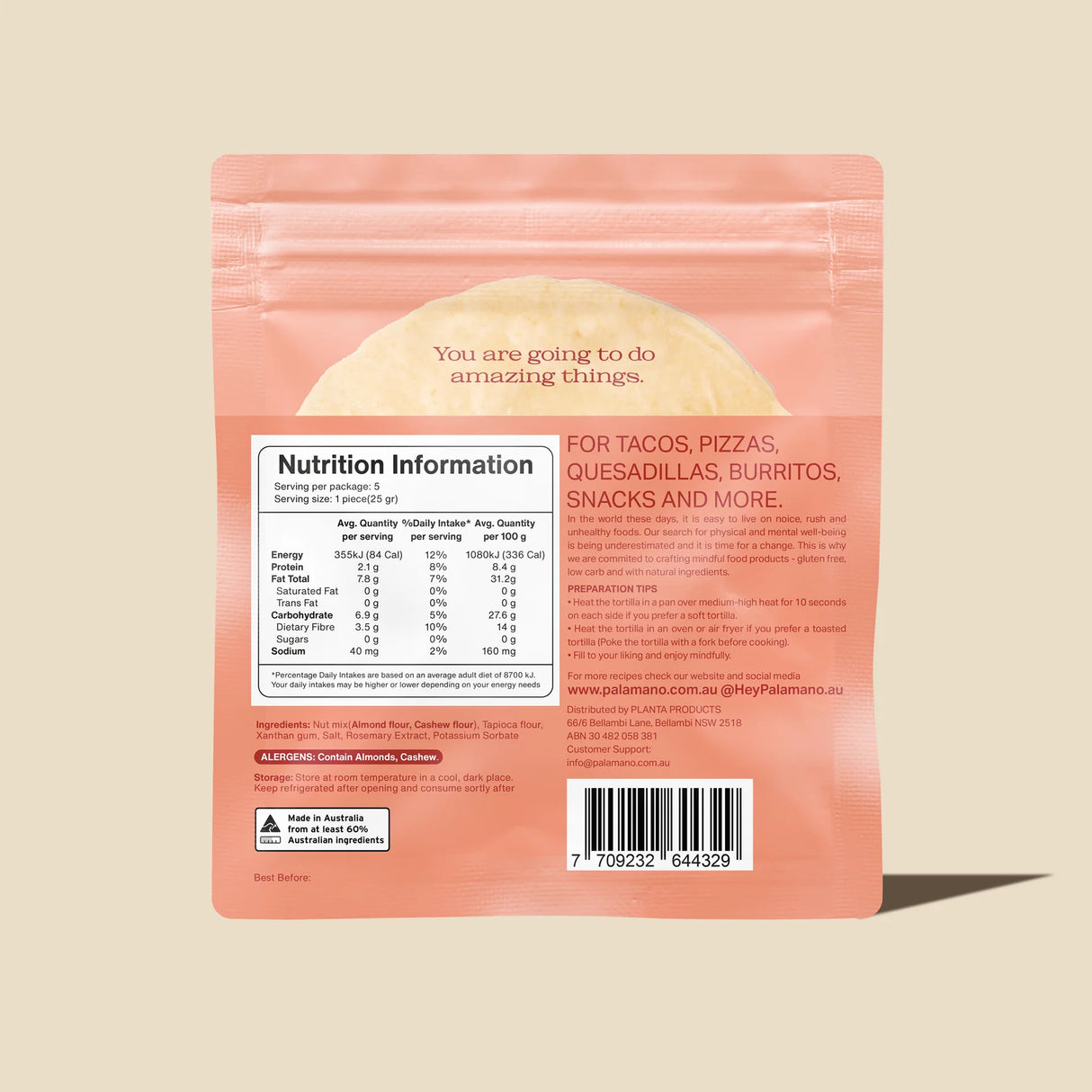 Palamano Cashew Tortillas 125g