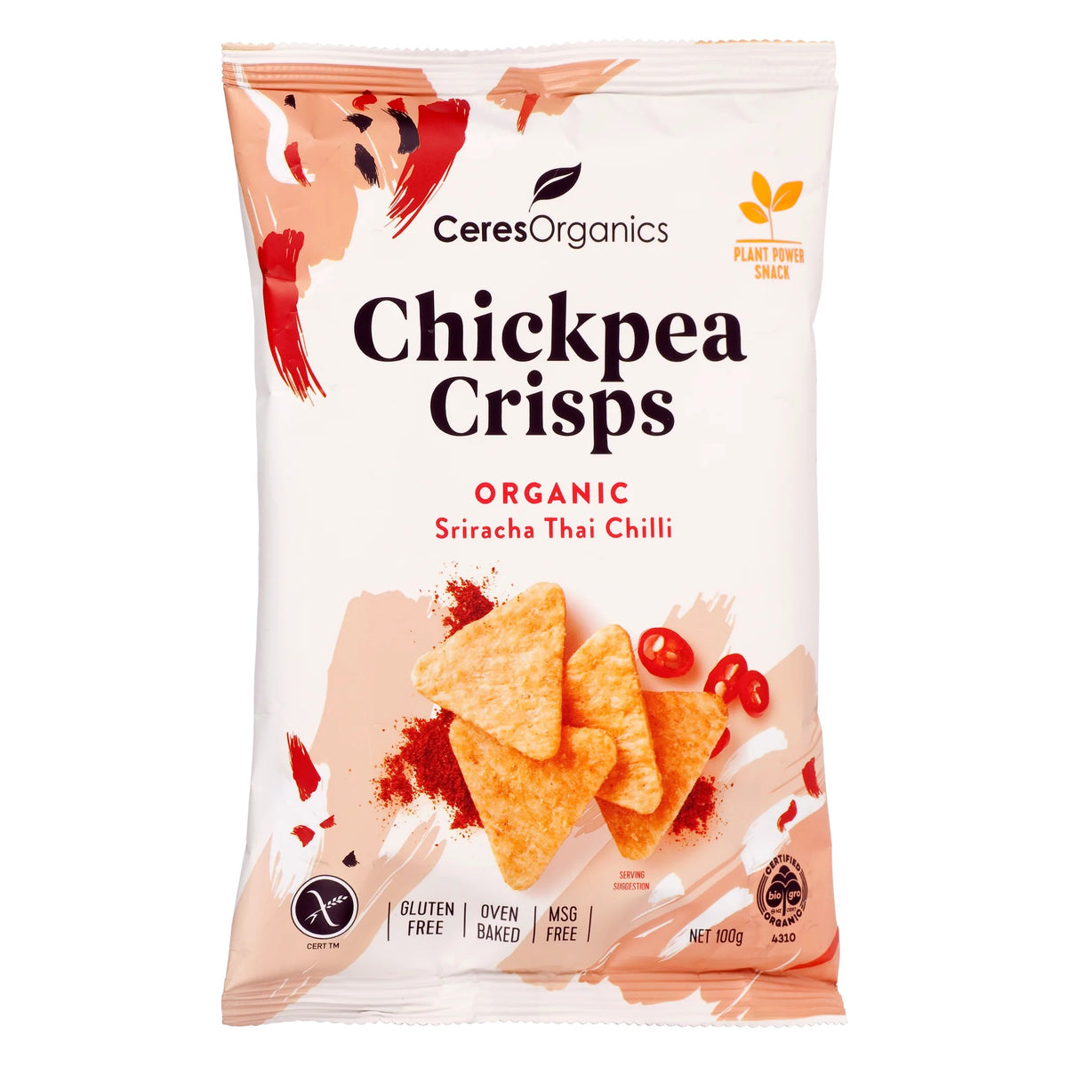 Ceres Organics Chickpea Crisps Sriracha Thai Chilli 100g