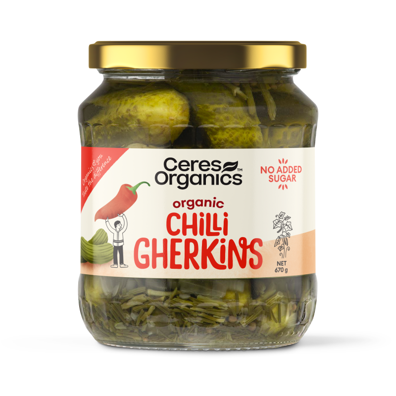 Ceres Organics Gherkin Spicy Chilli Whole, No Added Sugar 670g