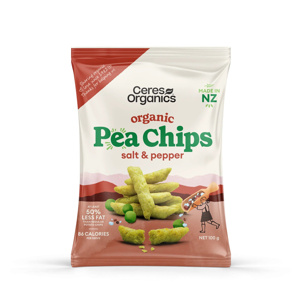 Ceres Organics Pea Chips Salt Pepper 100g