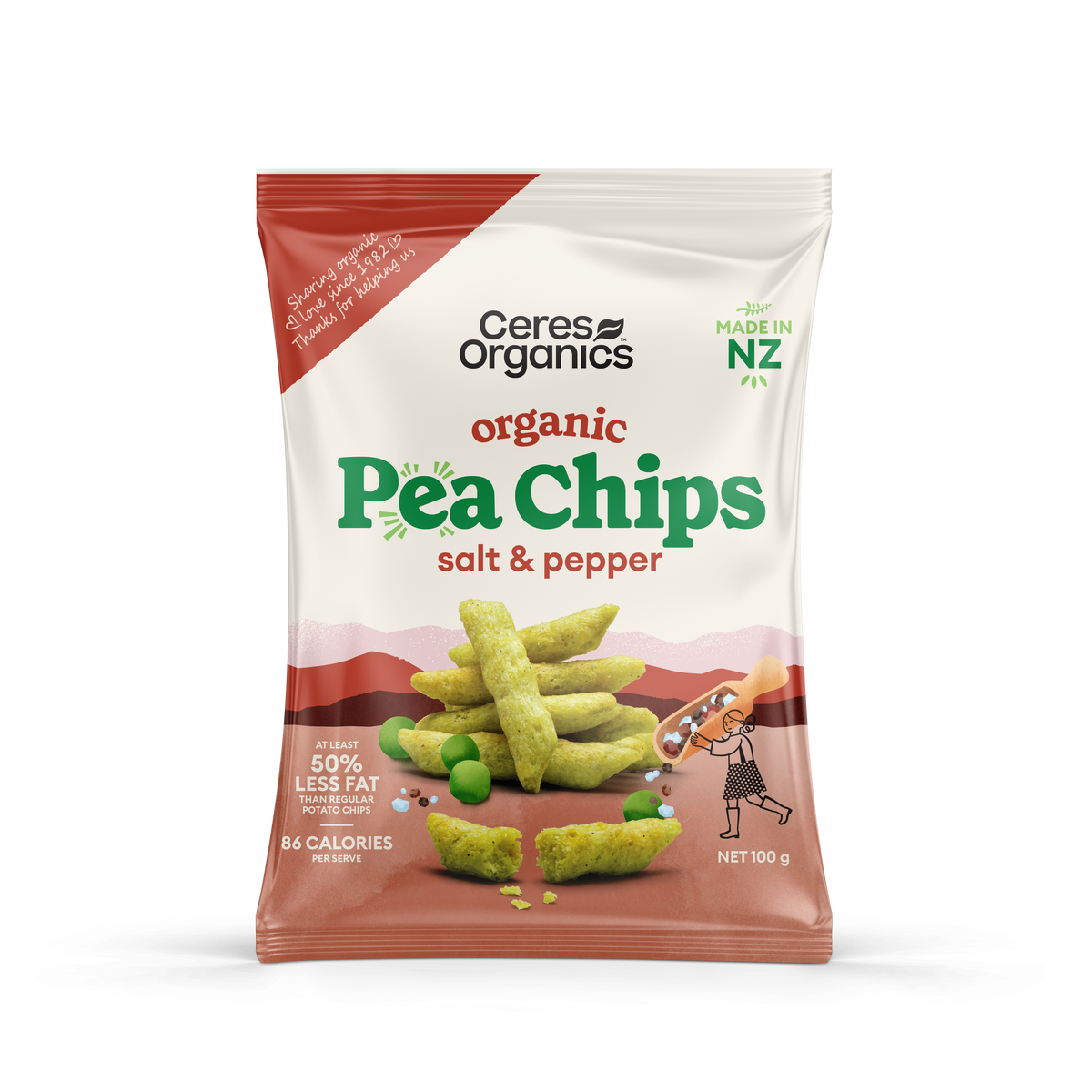 Ceres Organics Pea Chips Salt Pepper 100g